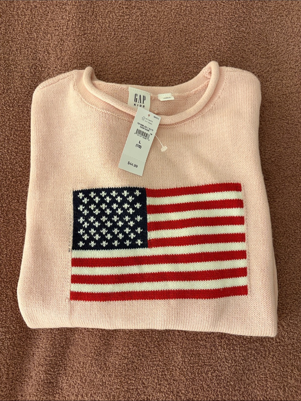 GAP Kid’s Pink American Flag Crewneck Sweater